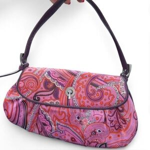 Ann Taylor Pink Paisley Shoulder Bag with Purple Trim